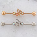 14G Opal And Butterfly Industrial Barbell | | Wiccan Center