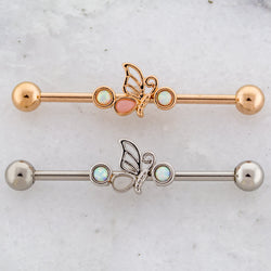 14G Opal And Butterfly Industrial Barbell | | Wiccan Center