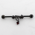 14G Industrial Barbell - Skeleton Hand Heart | Body Jewelry | Wiccan Center