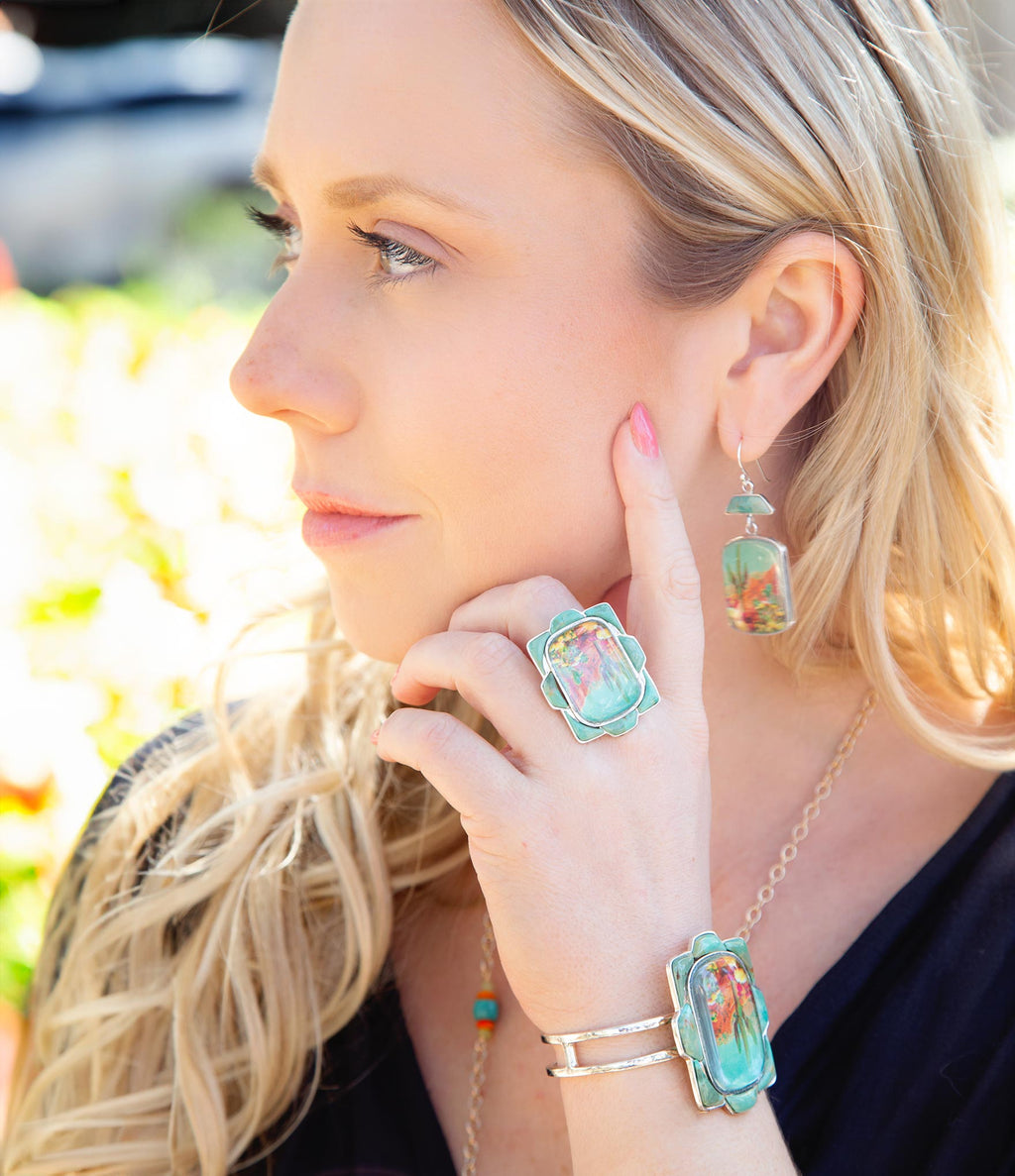 Scenic Desert Sedona Blue Turquoise Golden Ring | Rings | Wiccan Center
