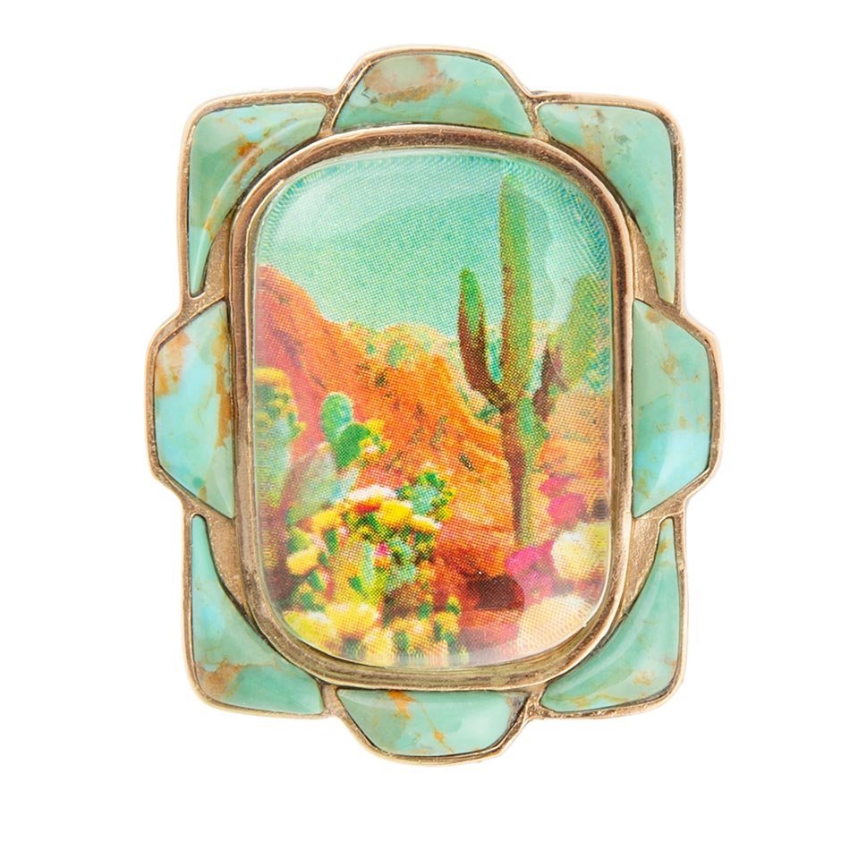 Scenic Desert Sedona Blue Turquoise Golden Ring | Rings | Wiccan Center