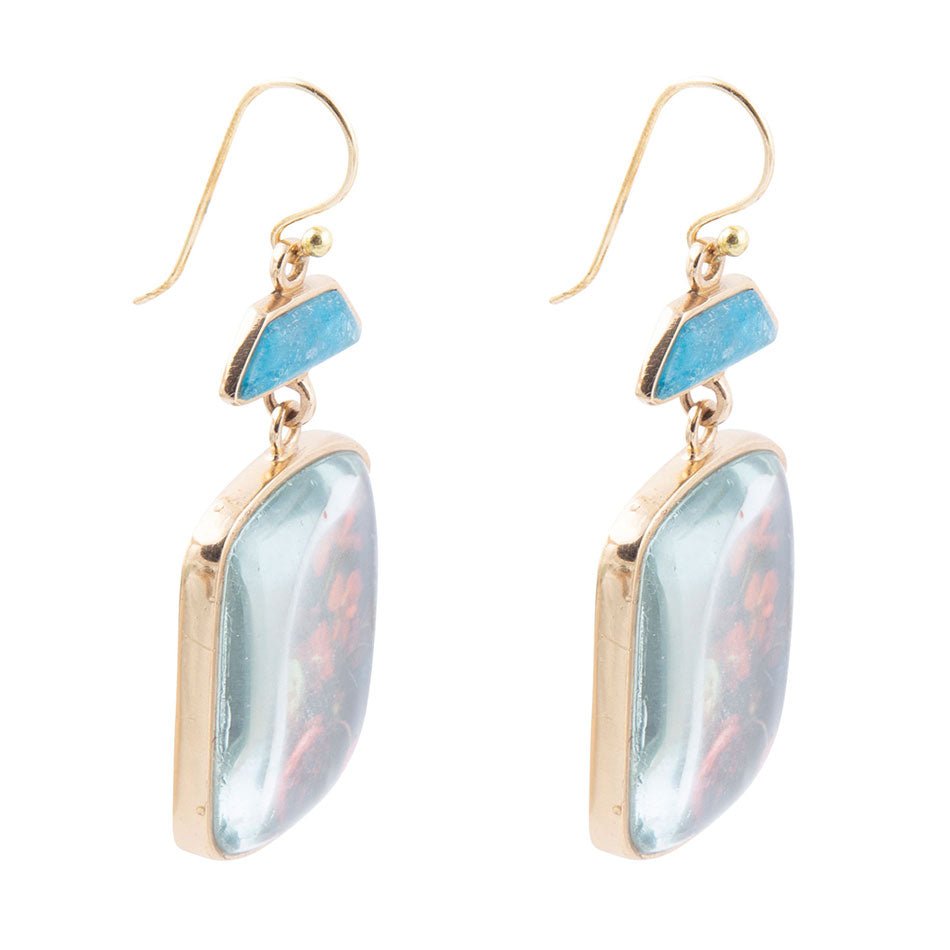 Scenic Dark Florals Blue Apatite Golden Drop Earrings | Earrings | Wiccan Center