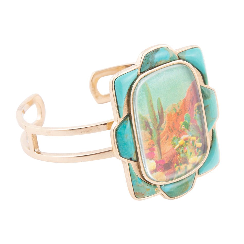 Scenic Sedona Blue Turquoise and Golden Cuff Bracelet | Bracelets | Wiccan Center