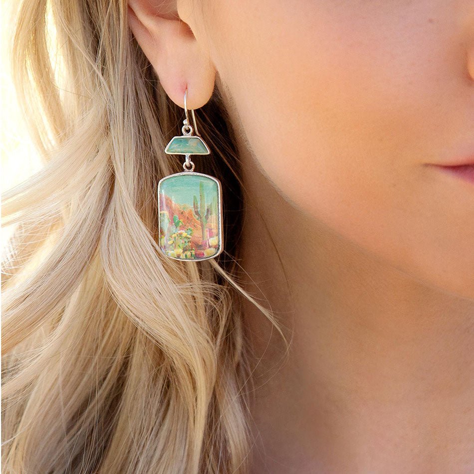 Scenic Sedona Desert Blue Turquoise Golden Drop Earrings | Earrings | Wiccan Center