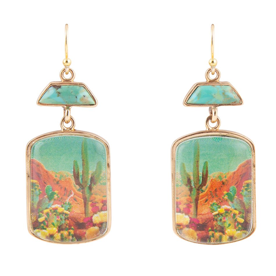 Scenic Sedona Desert Blue Turquoise Golden Drop Earrings | Earrings | Wiccan Center