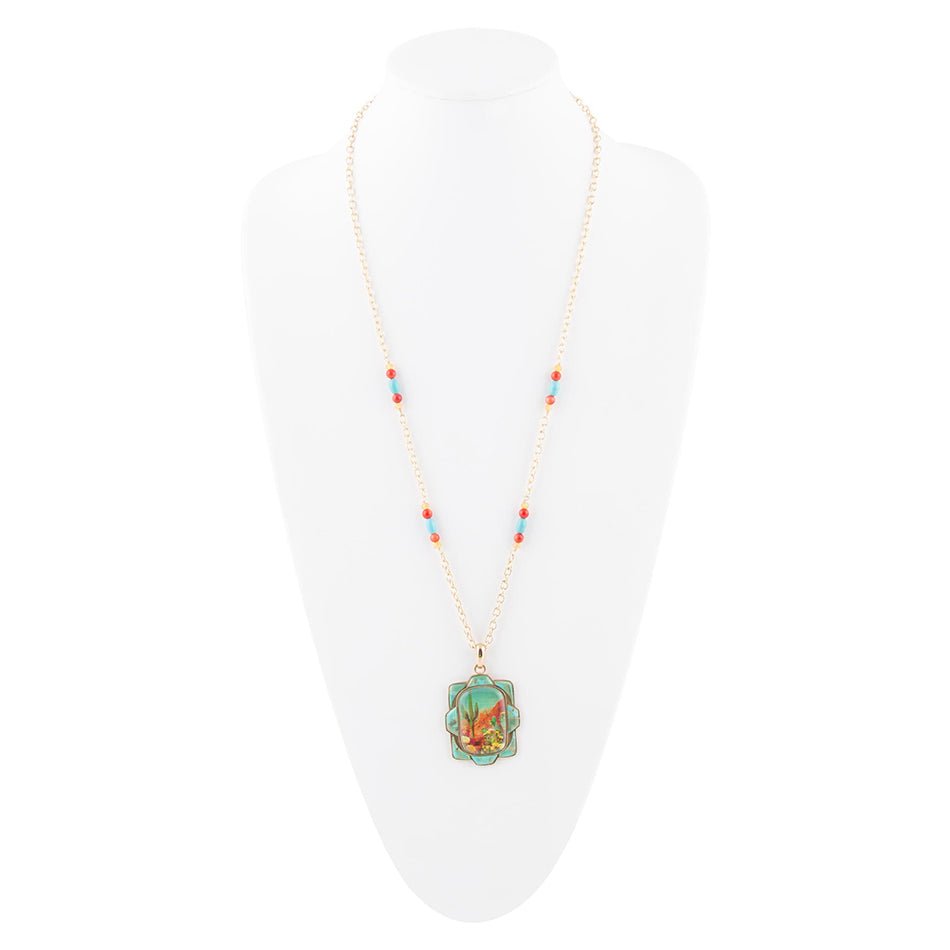 Scenic Sedona Desert Blue Turquoise Golden Pendant Necklace | Necklaces | Wiccan Center