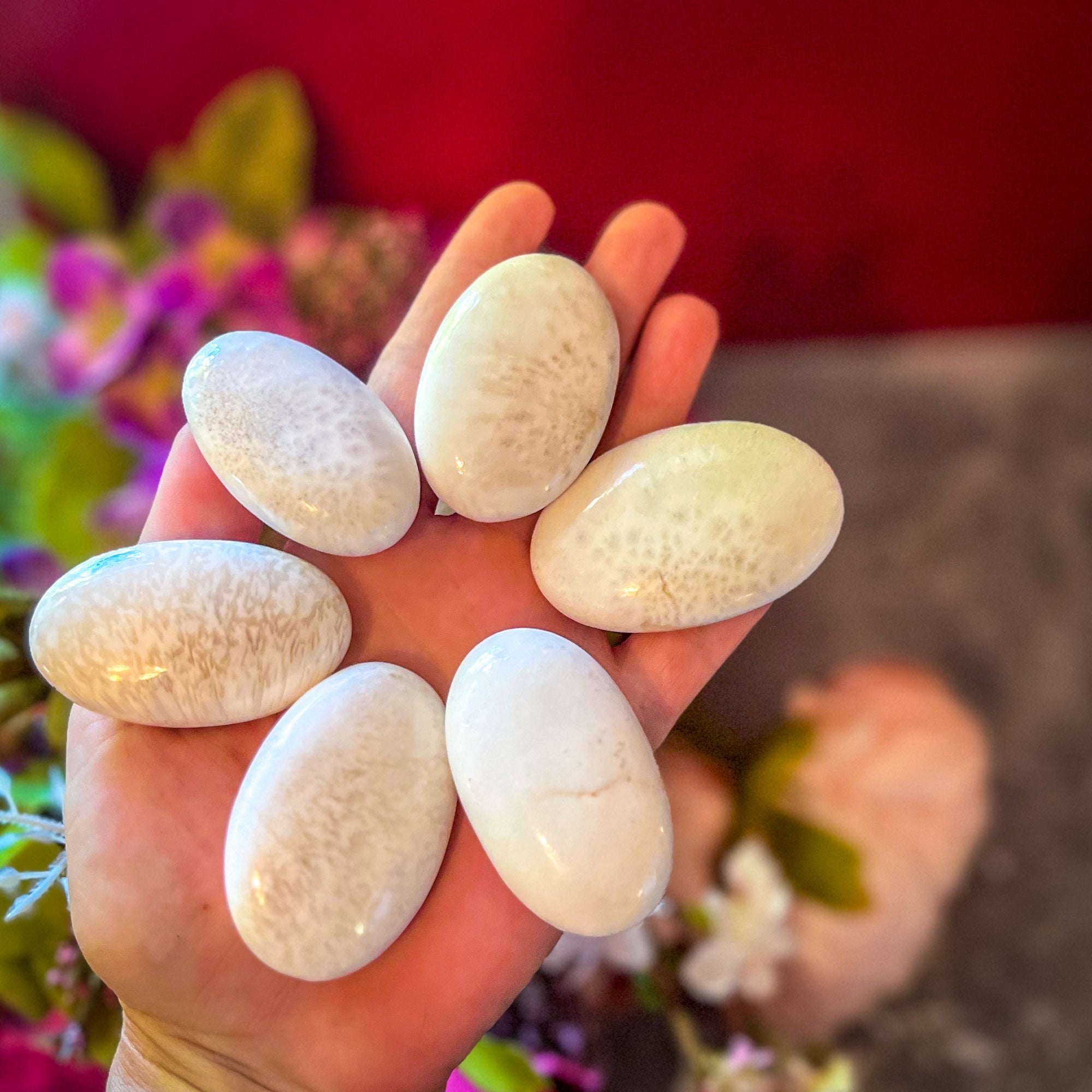 Scolecite Palmstones, Polished Scolecite | | Wiccan Center