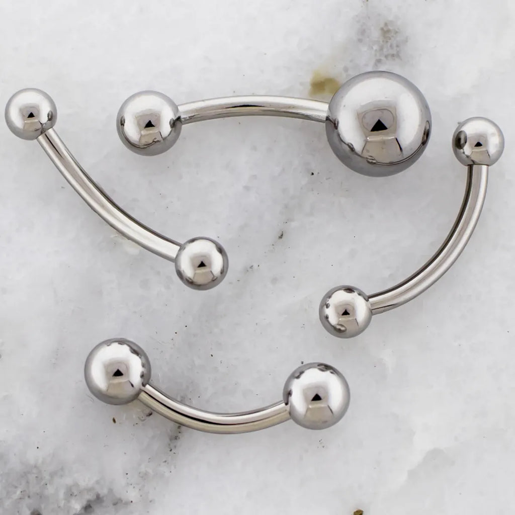 14G Steel Externally Threaded Curved Barbell | Body Jewelry | Wiccan Center