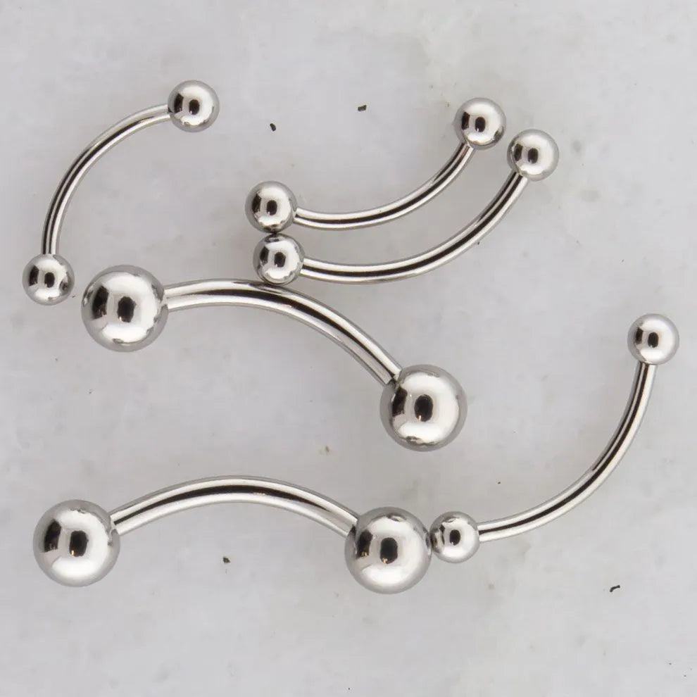 18G Steel Externally Threaded Curve Barbell | Body Jewelry | Wiccan Center