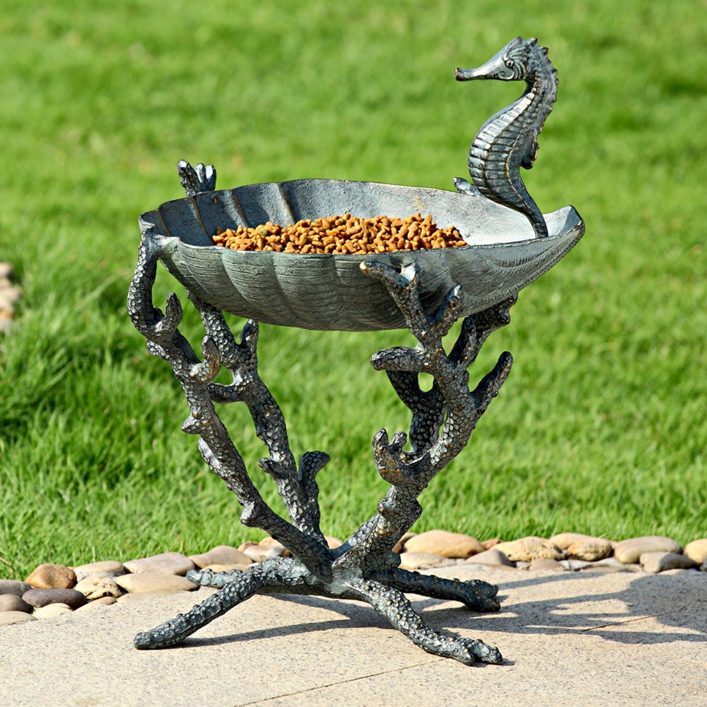 Seahorse Birdbath / Bird feeder, Outdoor Patio Decor | Accent Decor | Wiccan Center