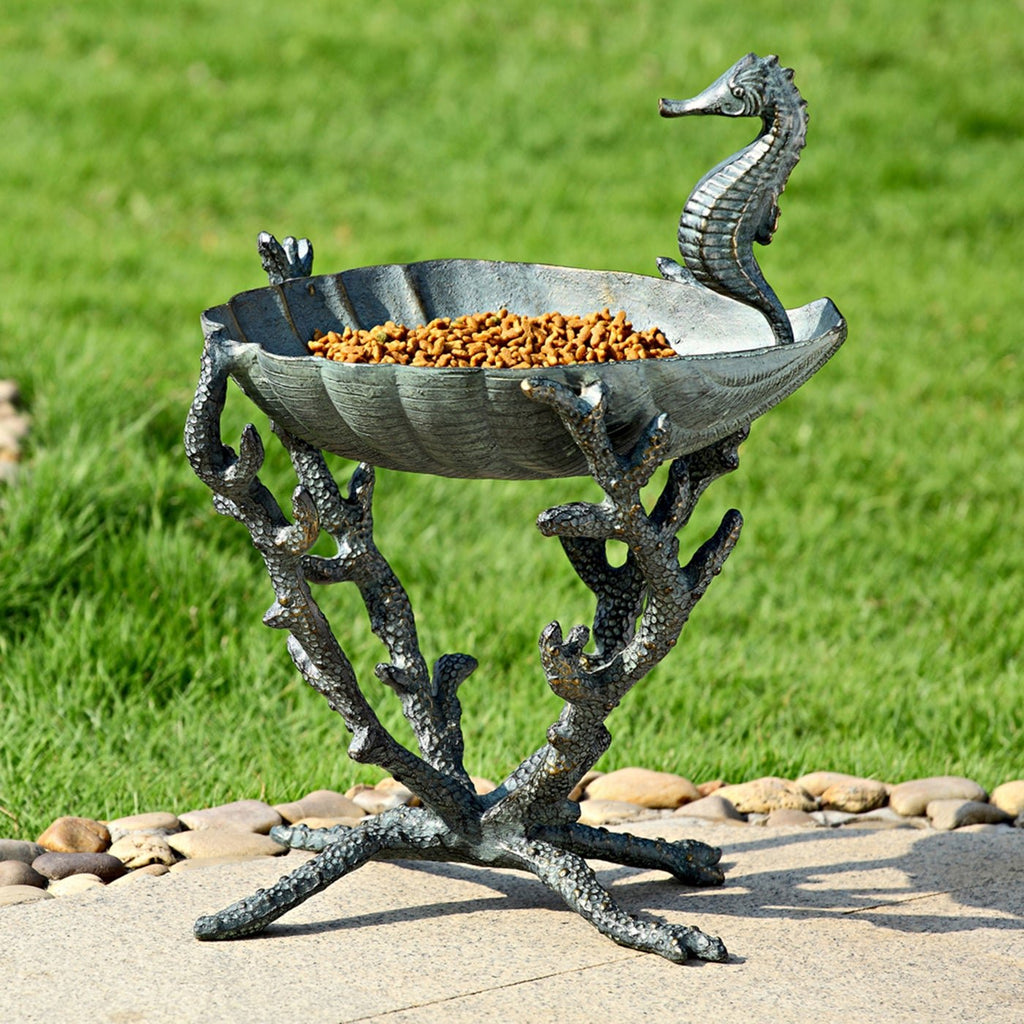 Seahorse Birdbath / Bird feeder, Outdoor Patio Decor | Accent Decor | Wiccan Center