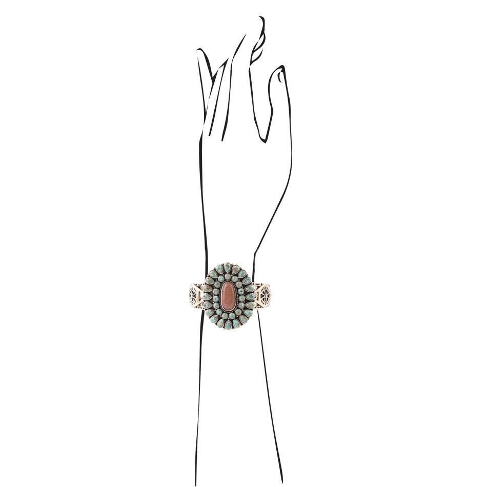 Sedona Blue Turquoise Goldtone Statement Cuff Bracelet | Rings | Wiccan Center