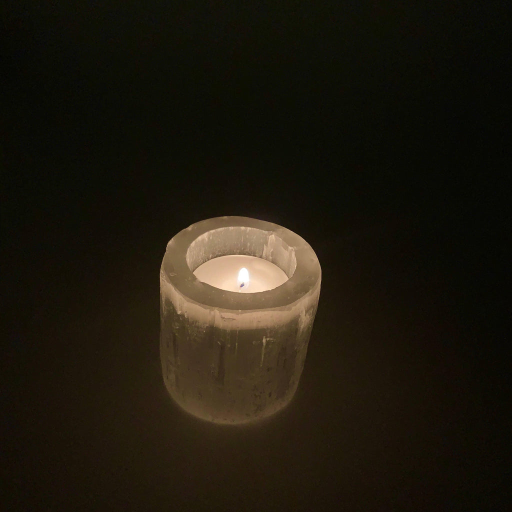 Satin Spar Candle Holder