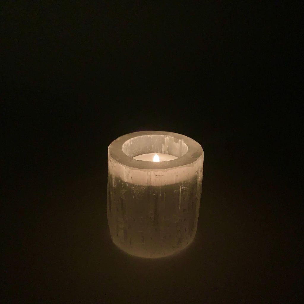 Satin Spar Candle Holder