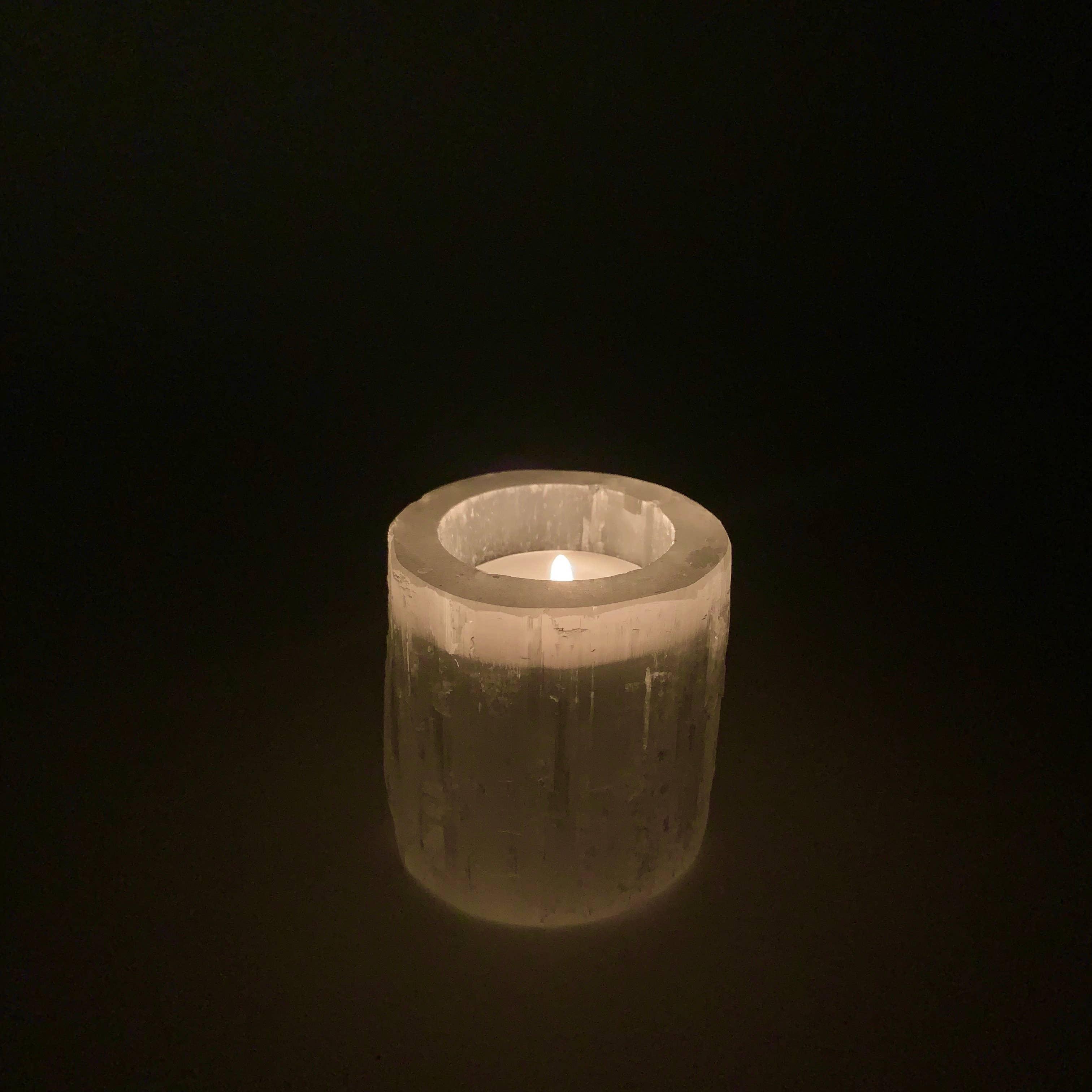 Satin Spar Candle Holder