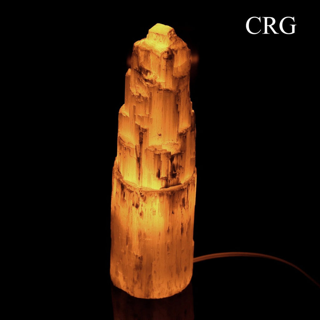 Selenite Skyscraper Tower Lamp with Bulb and Cord 7 to 9 inches (1 Piece)