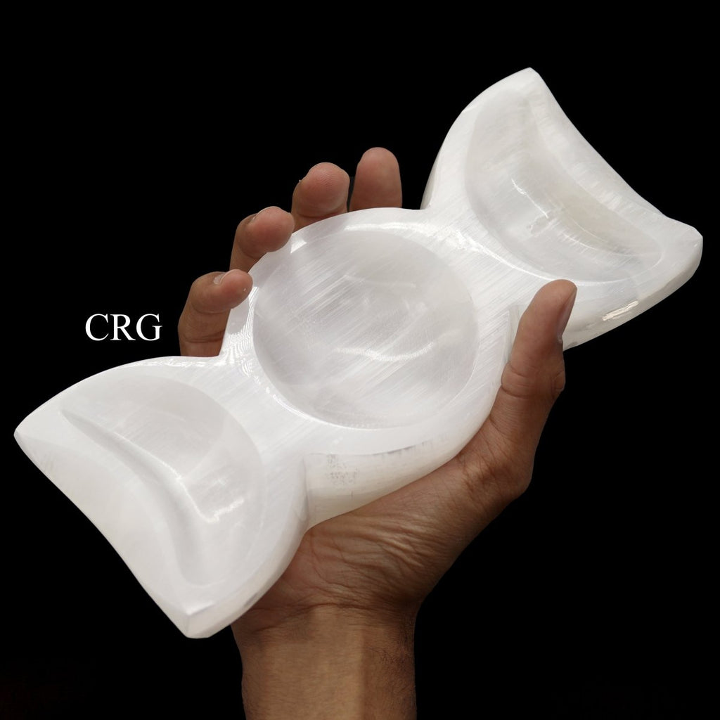 Selenite Triple Moon Bowl (1 Piece) Size 8 by 4 Inches Crystal Gemstone Decor