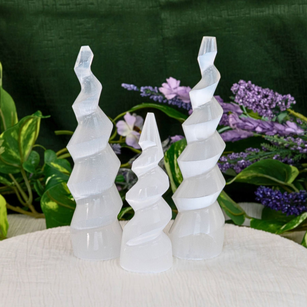 Selenite Corkscrew Tower | Religious Items | Wiccan Center