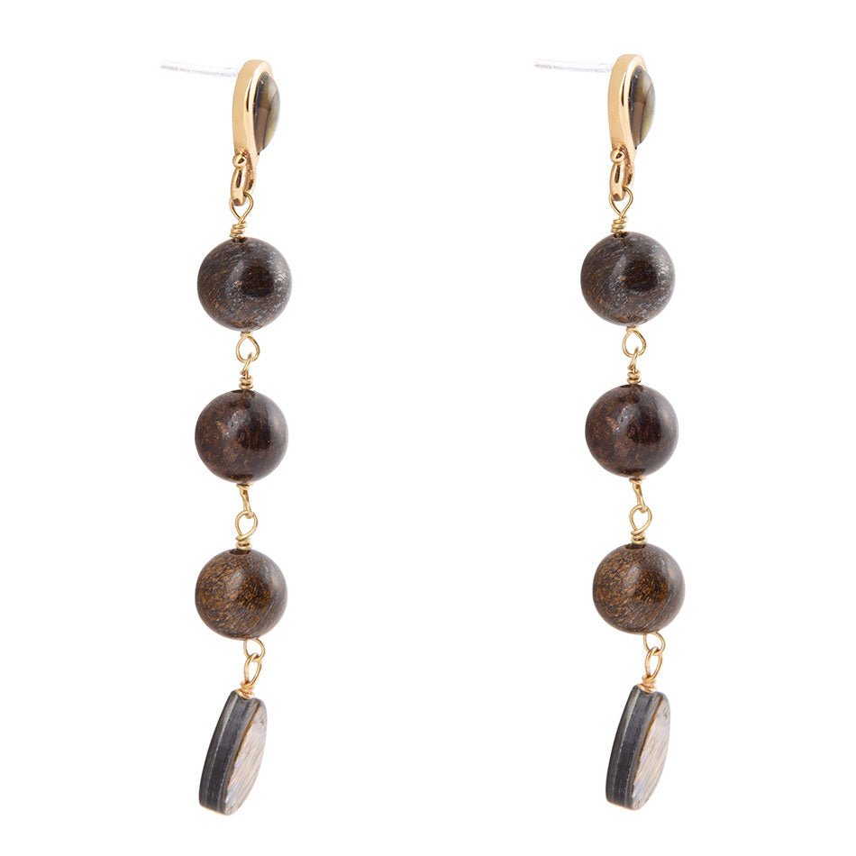 Sepia Sea Blue Abalone Post Golden Drop Earrings | Earrings | Wiccan Center