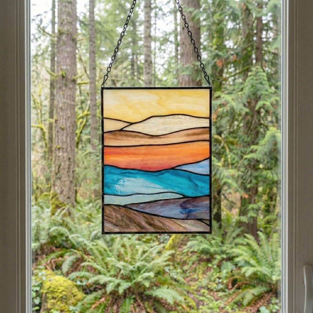 Mountain Landscape Stained Glass Pattern | Crafting Patterns & Molds | Wiccan Center
