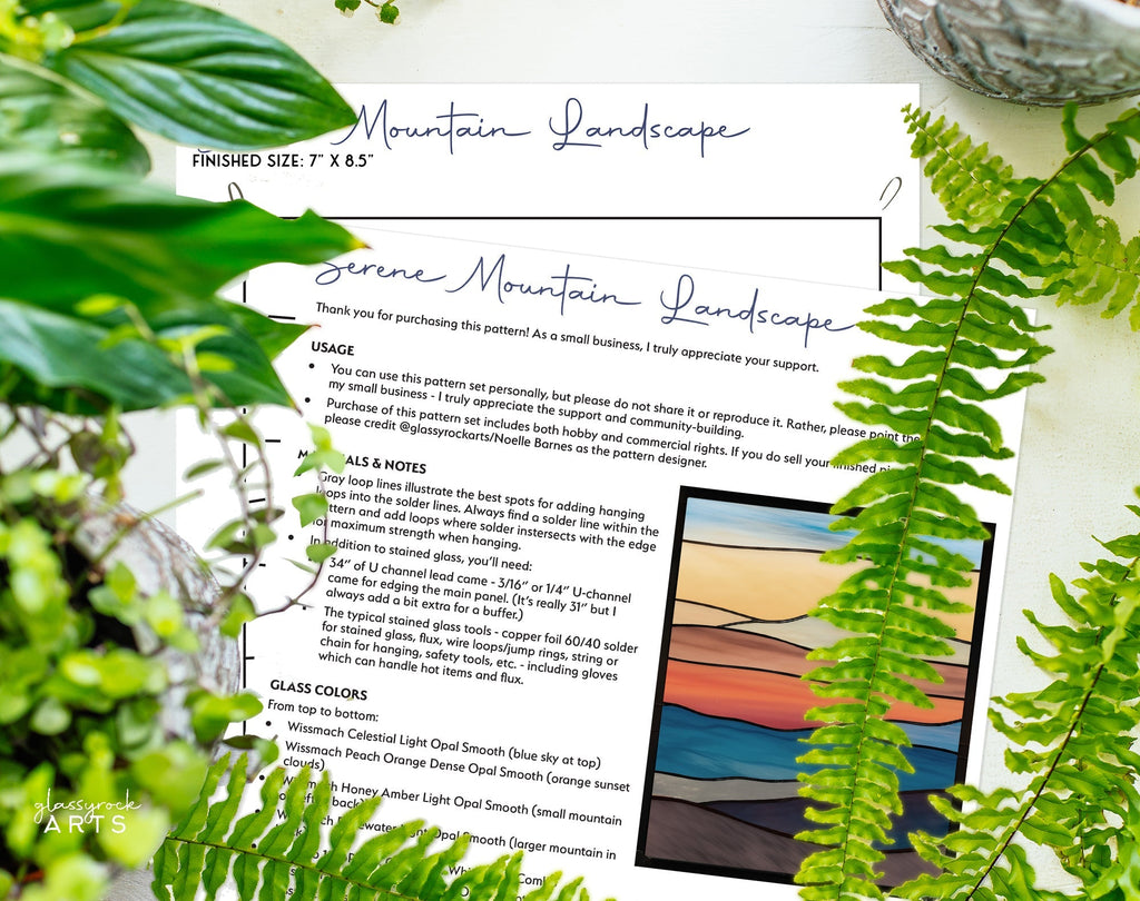 Mountain Landscape Stained Glass Pattern | Crafting Patterns & Molds | Wiccan Center