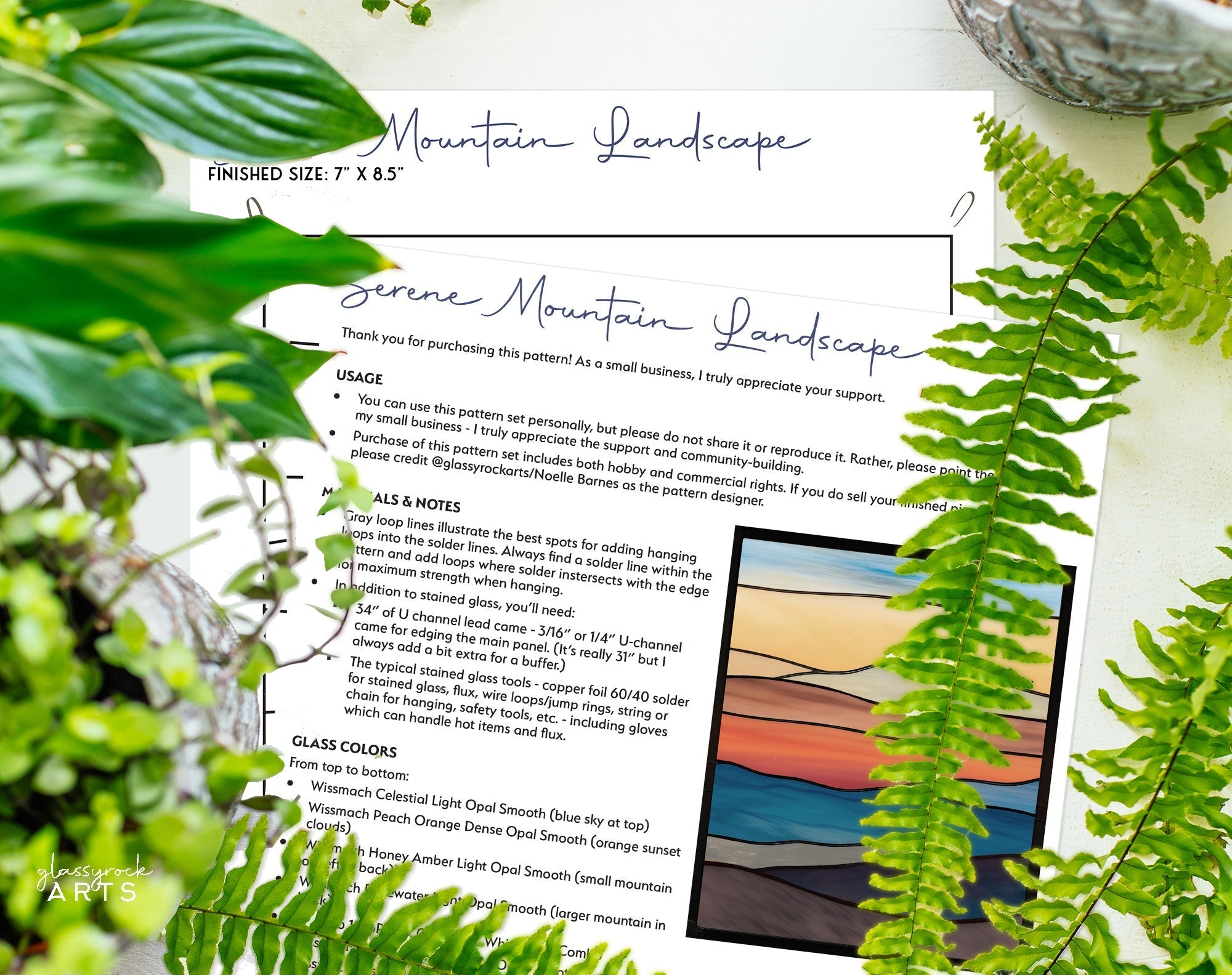 Mountain Landscape Stained Glass Pattern | Crafting Patterns & Molds | Wiccan Center