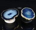 SET OF 10 - Blue Freeform Agate Phone Grip w/ Gold Plating