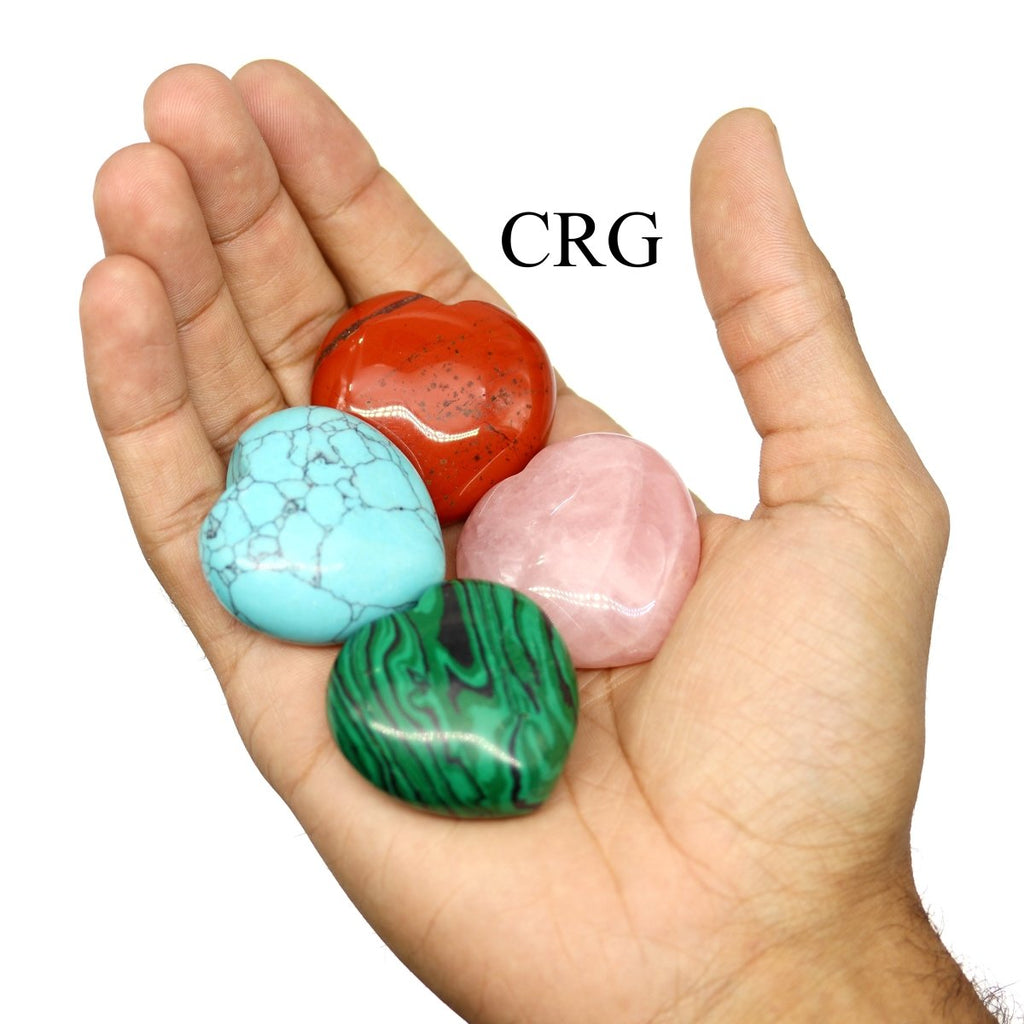 Assorted Gemstone Pocket Hearts - 40 mm - Set of 12