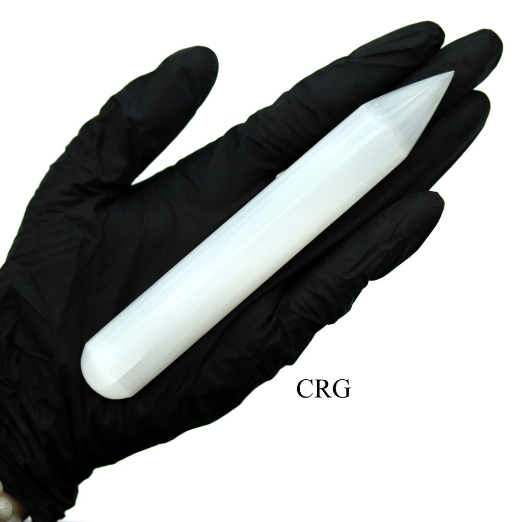 SET OF 4 - Hand Carved Selenite Pencil Wand / 5-6.5" AVG
