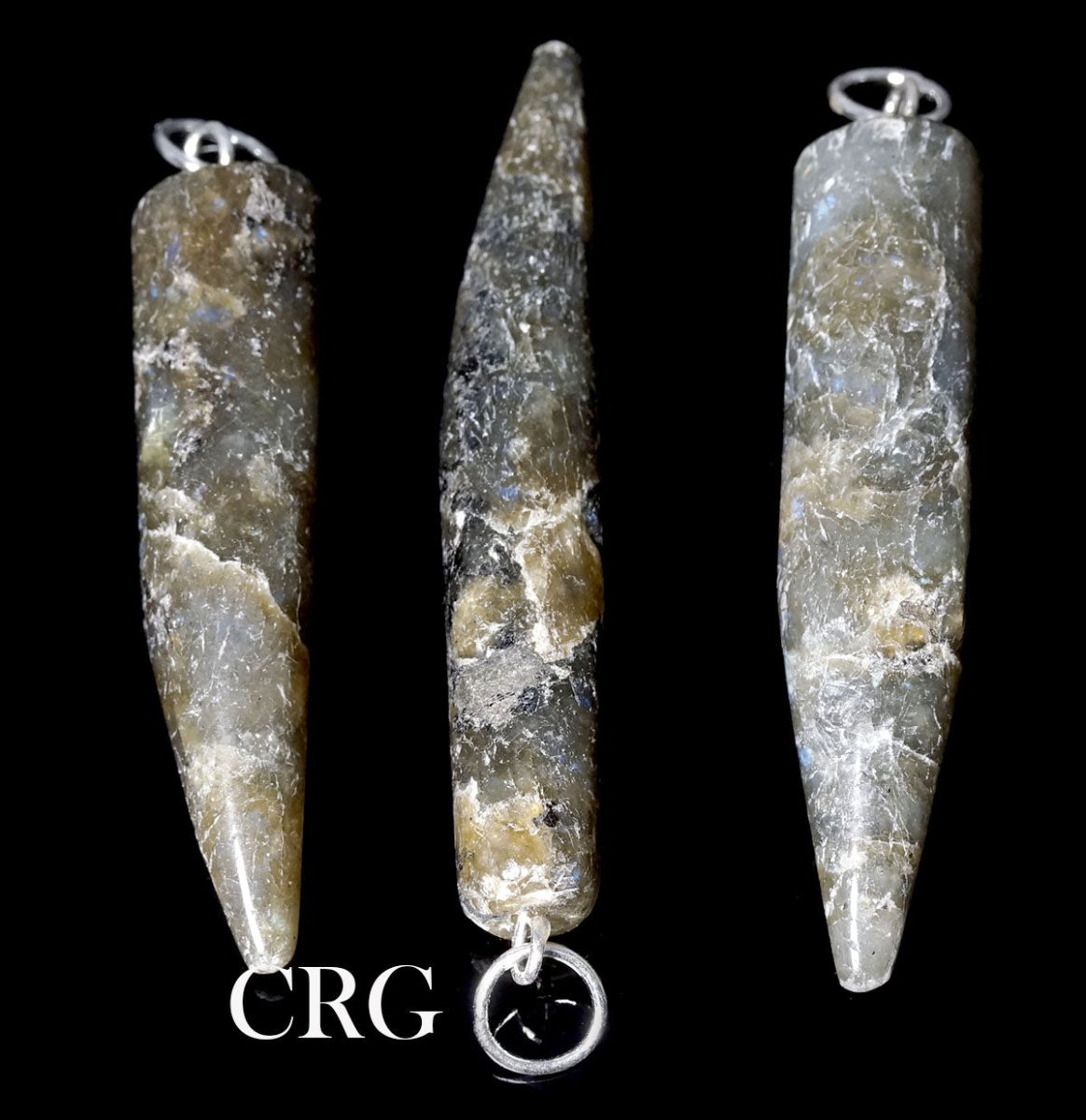 Labradorite Horn Pendant with Silver Plated Bail (2 Inches) (4 Pieces)