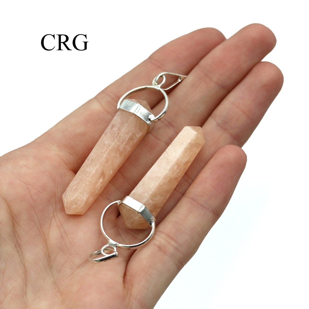 SET OF 4 - Pink Aventurine Double Point Pendant w/ Silver Swivel Bail / 1" Avg