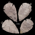Rose Quartz Wire Wrapped Arrowhead Pendants - 1.5" - SET OF 4