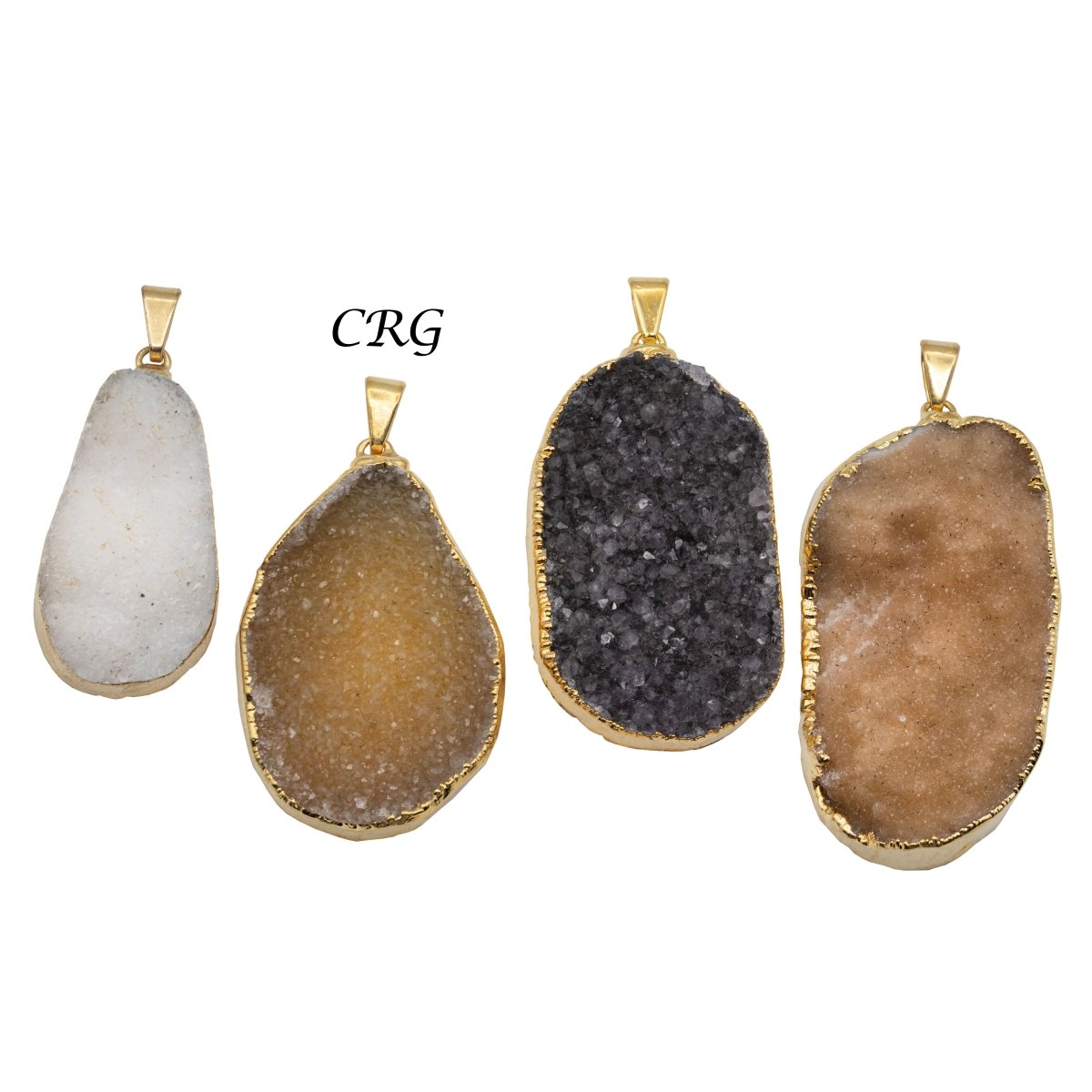 SET OF 4 - XLarge Gold Plated Druzy Pendant 40-50mm AVG