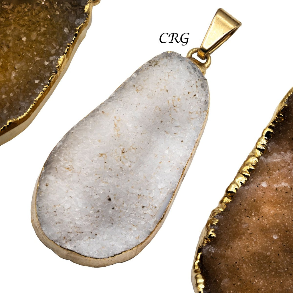 SET OF 4 - XLarge Gold Plated Druzy Pendant 40-50mm AVG