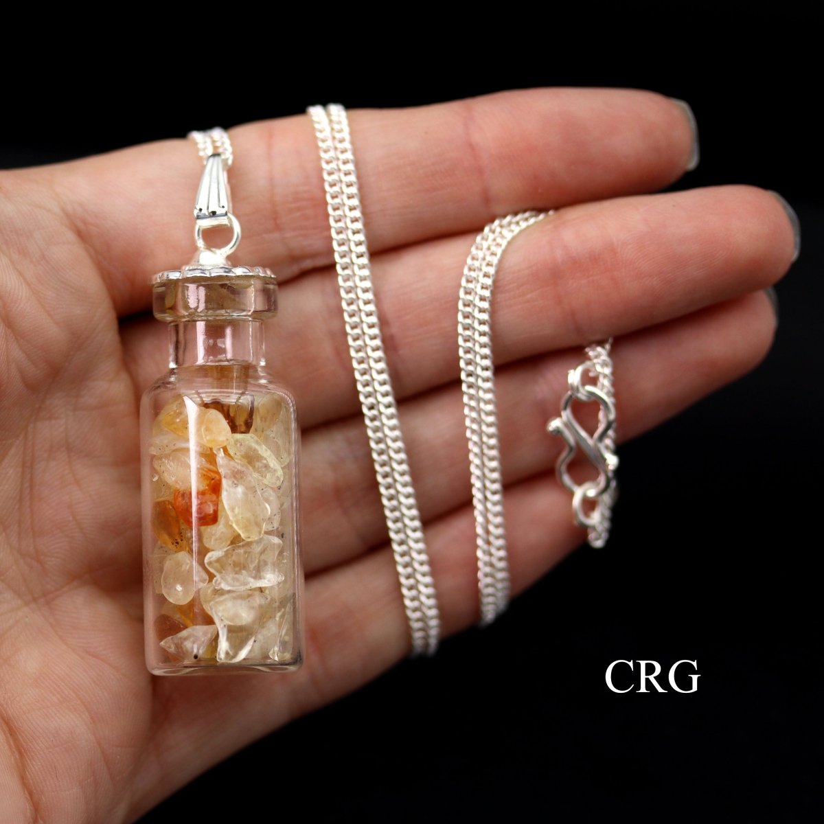 Citrine Chip Bottle Pendants - Set of 5