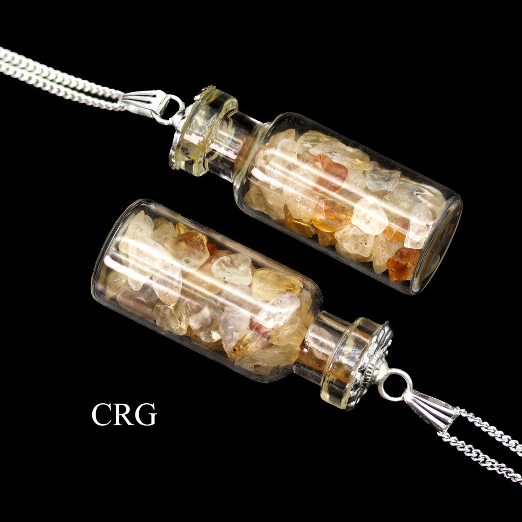 Citrine Chip Bottle Pendants - Set of 5
