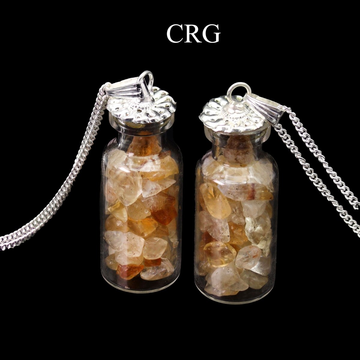 Citrine Chip Bottle Pendants - Set of 5