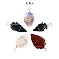 Mixed Gemstone Arrowhead Pendants w/ Silver Wire - 1" - SET OF 5