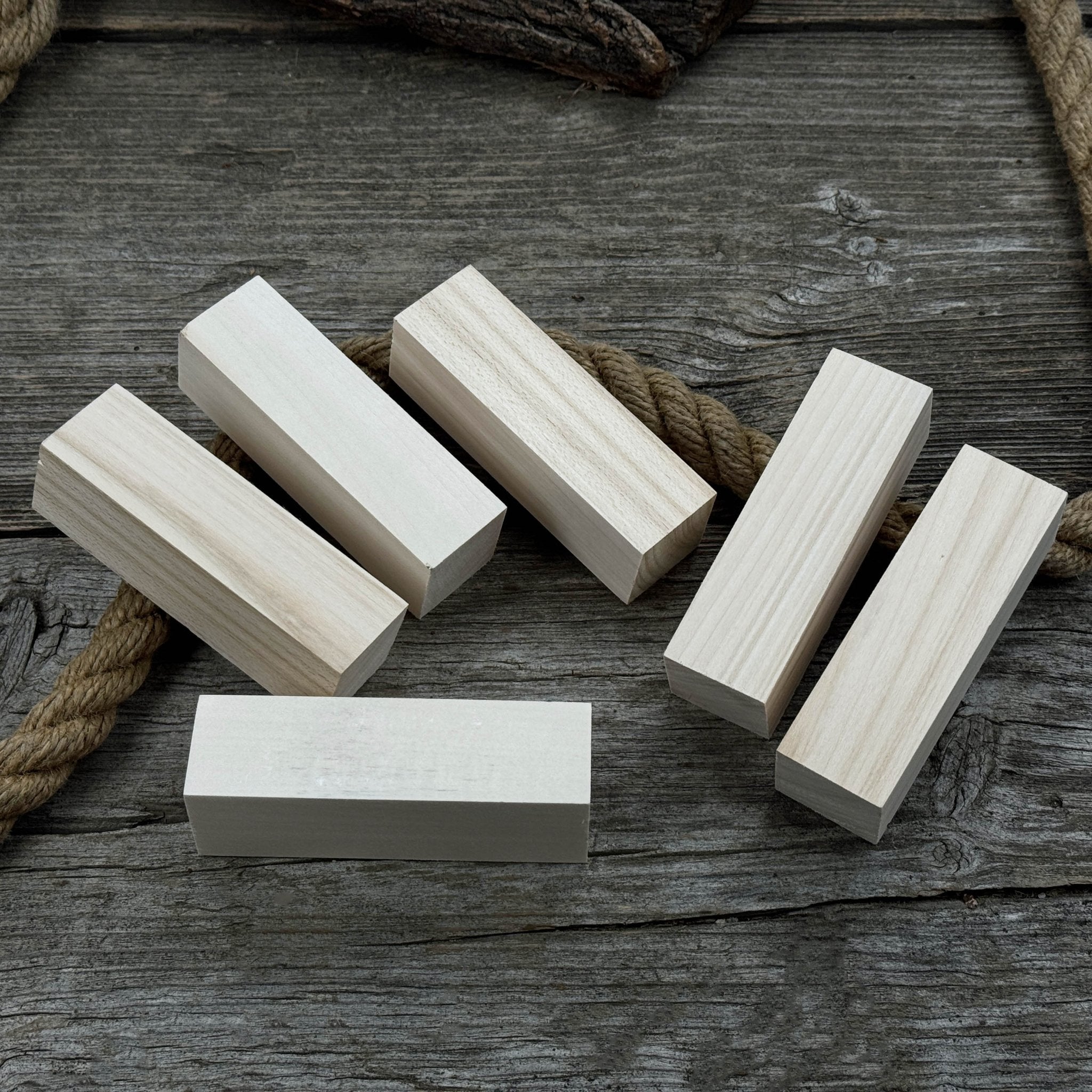 Set of 6 Medium Rectangular Linden Wood Carving Blanks