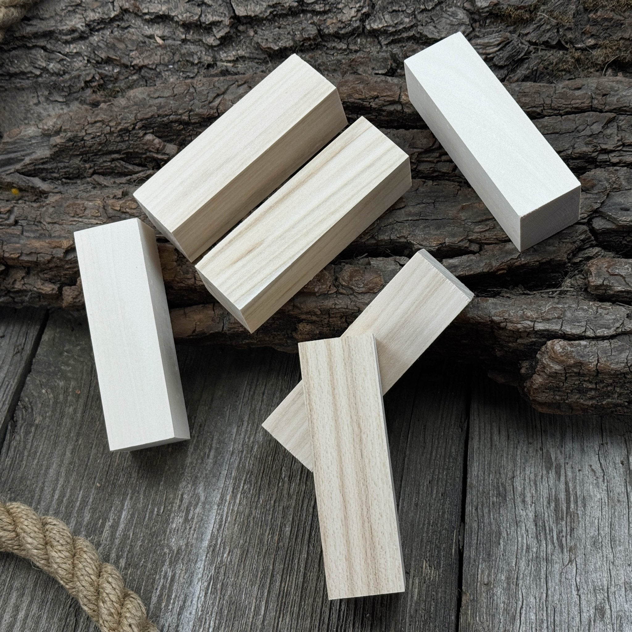 Set of 6 Medium Rectangular Linden Wood Carving Blanks
