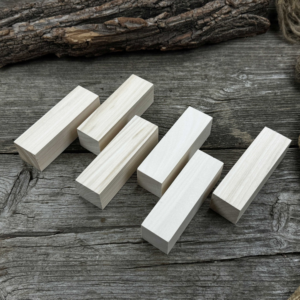 Set of 6 Medium Rectangular Linden Wood Carving Blanks