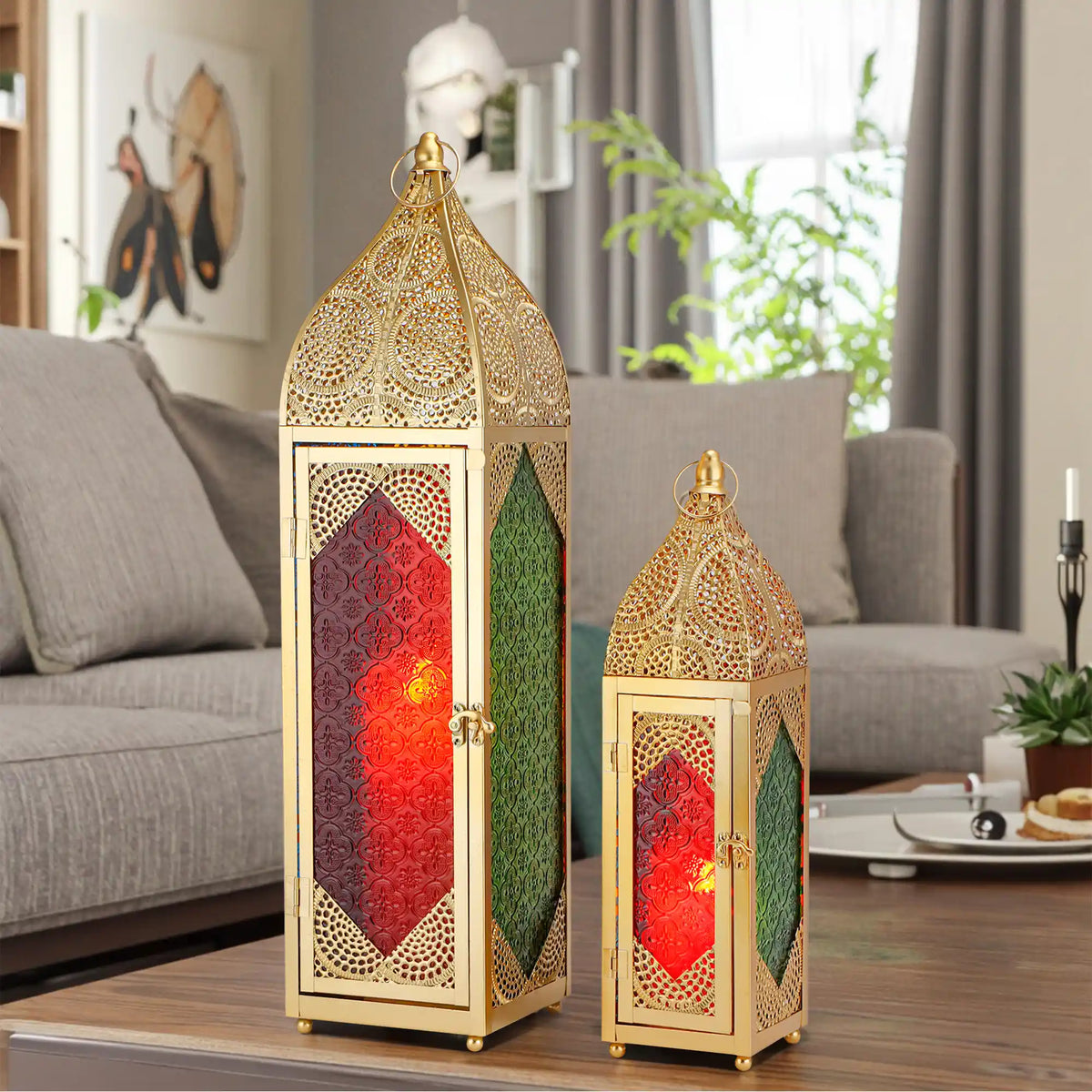 Set of 2 Moroccan Candle Lanterns Candle Holder | | Wiccan Center