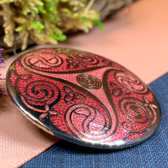 Round Enamel Triskele Knot Brooch | Brooch | Wiccan Center