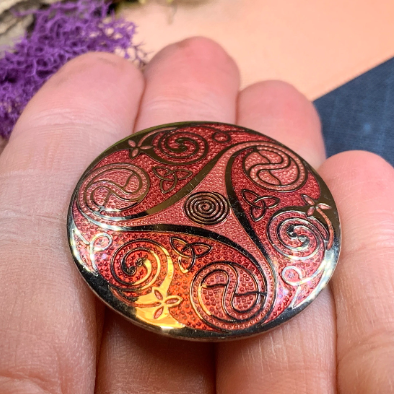 Round Enamel Triskele Knot Brooch | Brooch | Wiccan Center