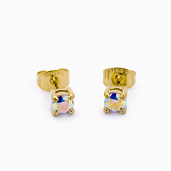 Steel Earring Studs - Gold PVD w/ Round CZ | Body Jewelry | Wiccan Center