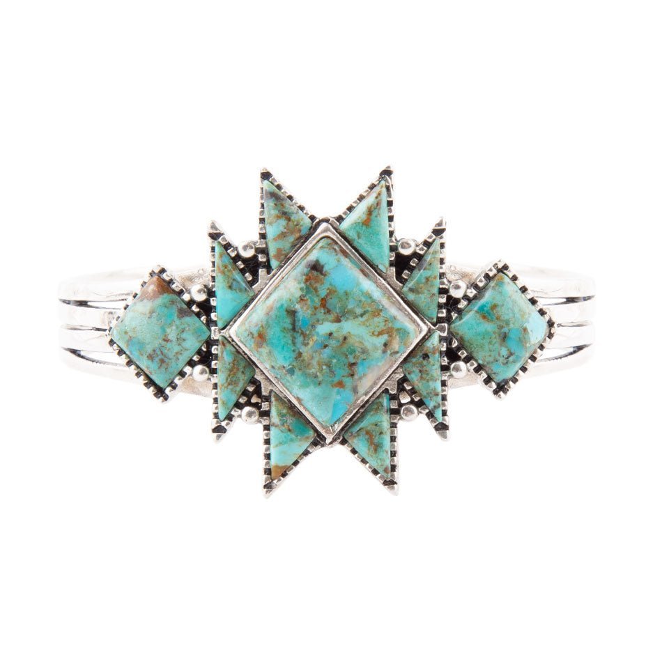 Sharp Blue Turquoise and Sterling Silver Cuff Bracelet | Bracelets | Wiccan Center