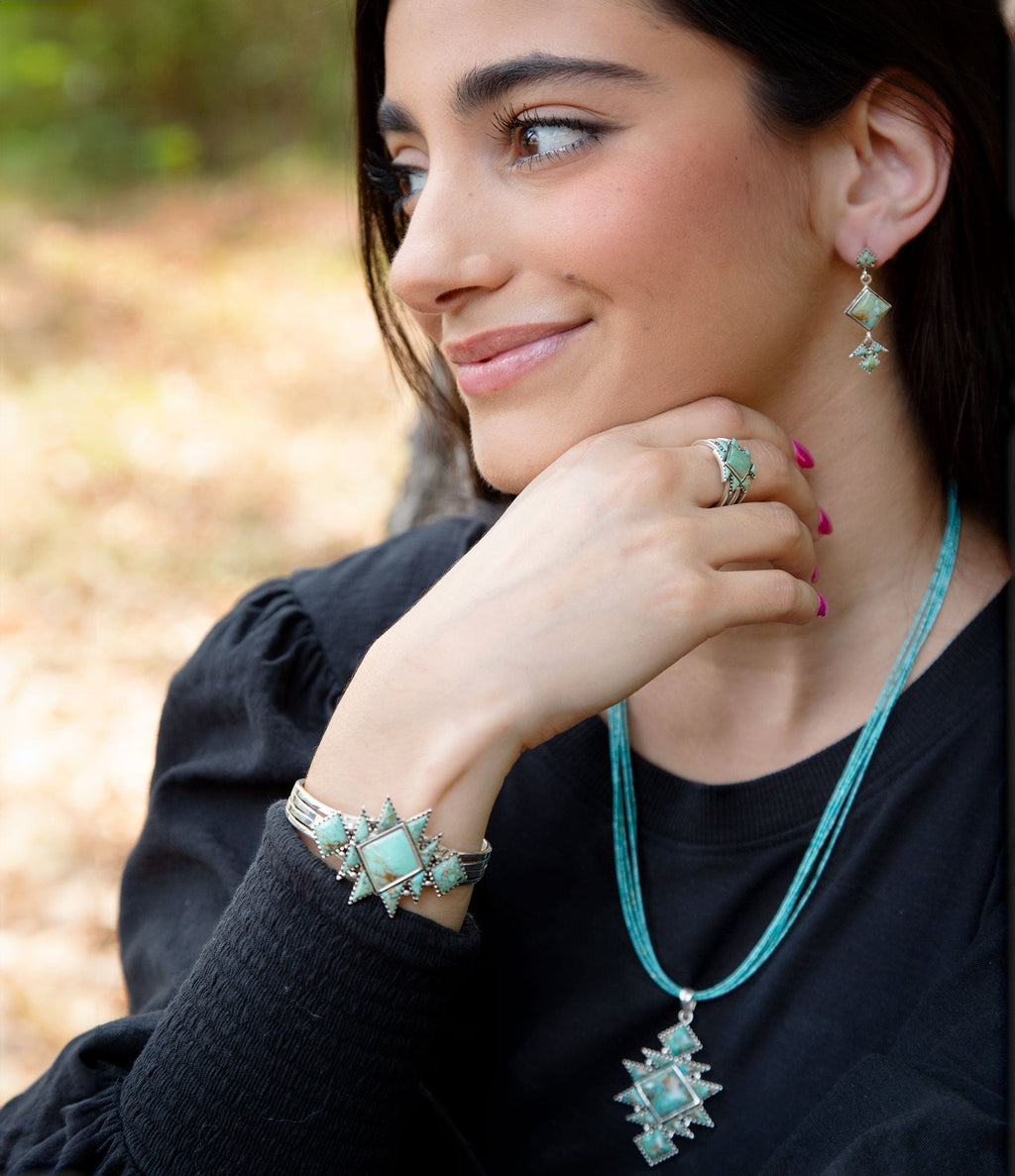 Sharp Blue Turquoise and Sterling Silver Cuff Bracelet | Bracelets | Wiccan Center