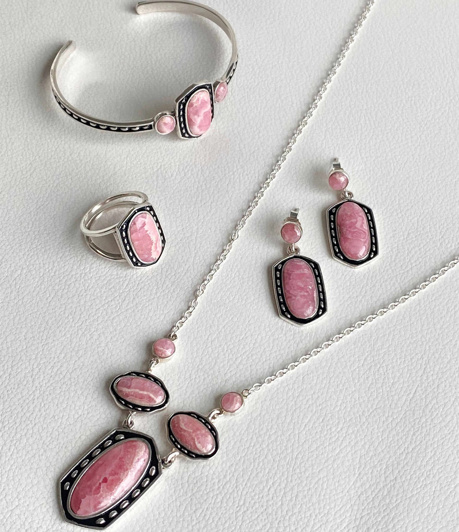 Shielded Pink Rhodonite and Sterling Silver Ring | Rings | Wiccan Center