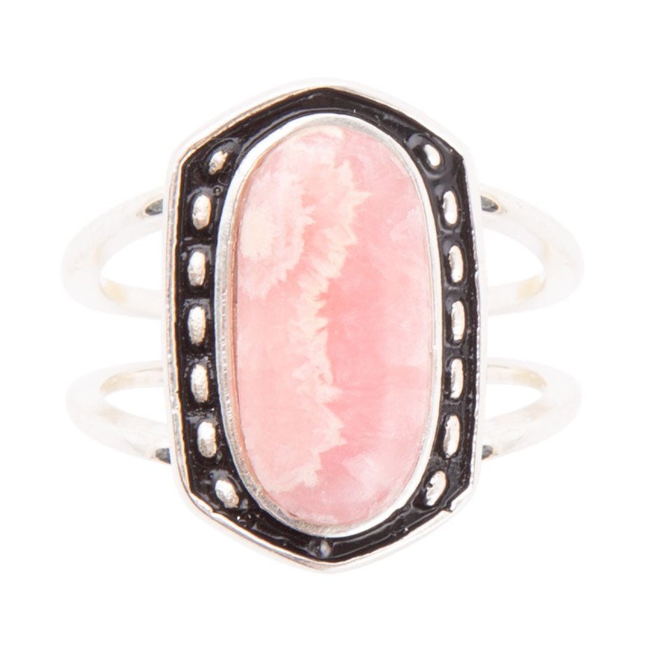 Shielded Pink Rhodonite and Sterling Silver Ring | Rings | Wiccan Center