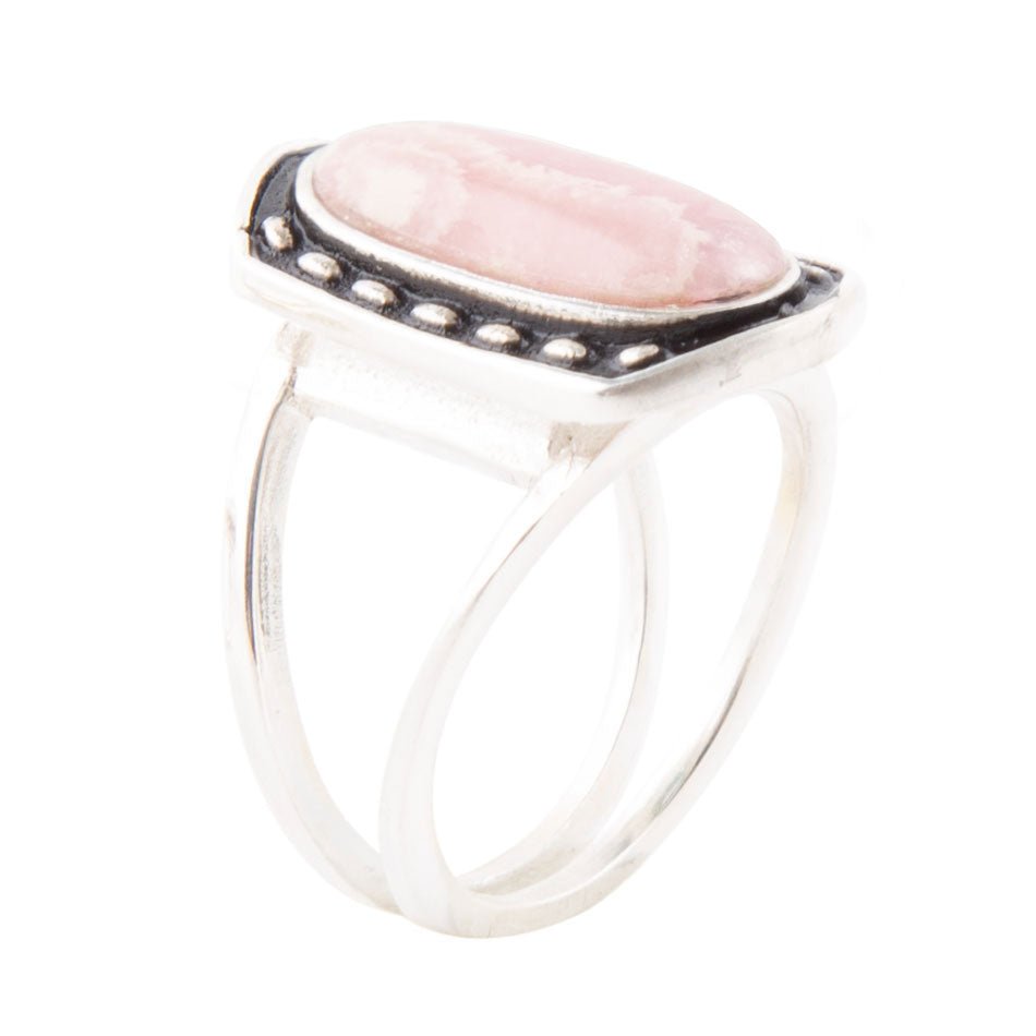 Shielded Pink Rhodonite and Sterling Silver Ring | Rings | Wiccan Center